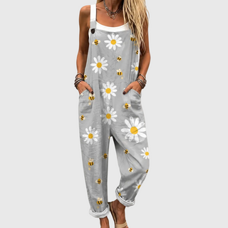 Soft Dungarees with Daisies and Bees