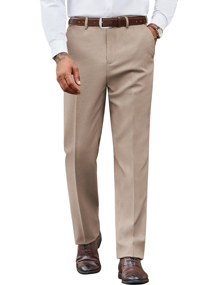 Casual Flat Front Expandable Waist Dress Pants (US Only)