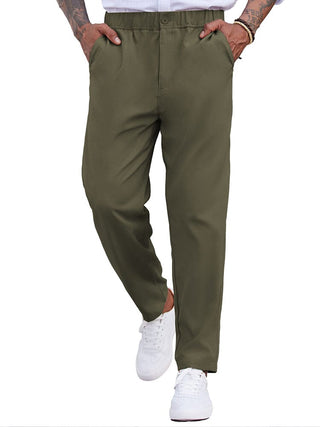 Simple Elastic Waist Slack Pants (US Only)