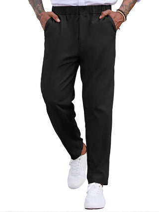 Simple Elastic Waist Slack Pants (US Only)