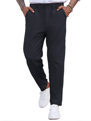 Simple Elastic Waist Slack Pants (US Only)