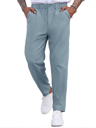 Simple Elastic Waist Slack Pants (US Only)