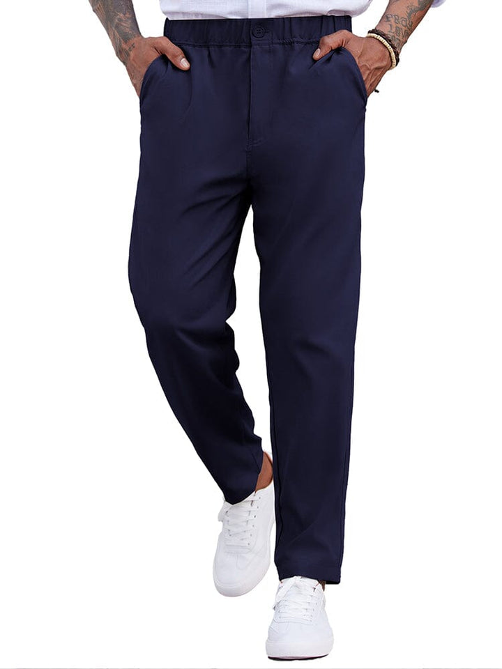 Simple Elastic Waist Slack Pants (US Only)