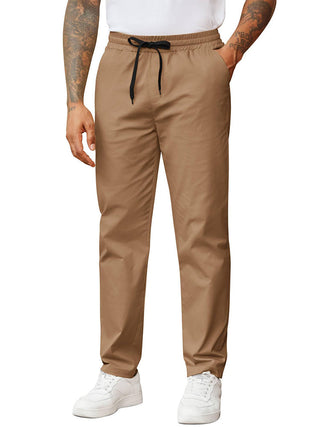 Casual Straight Leg Drawstring Chino Pants (US Only)