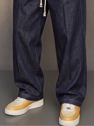 Casual Faux Denim Drawstring Pants