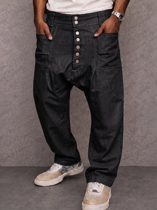 Casual Streetwear 100% Cotton Drop Crotch Pants
