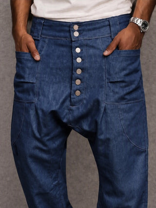 Casual Streetwear 100% Cotton Drop Crotch Pants