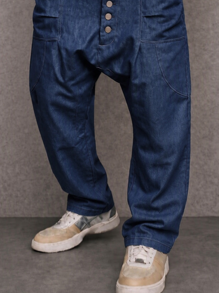 Casual Streetwear 100% Cotton Drop Crotch Pants