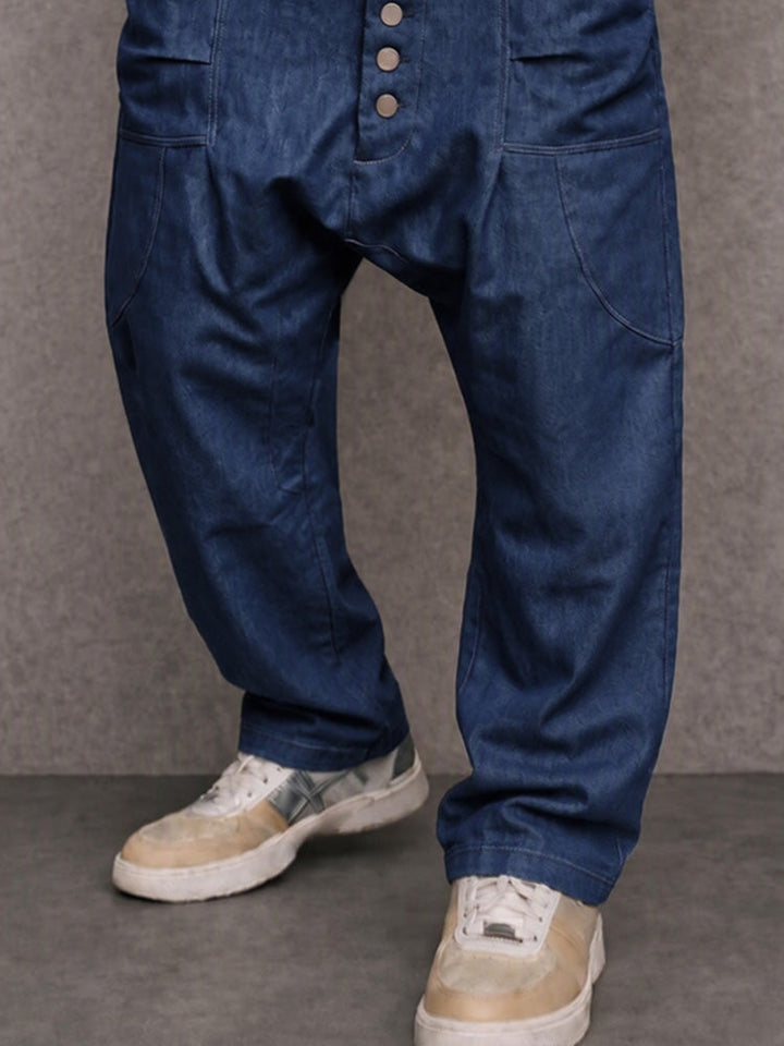 Casual Streetwear 100% Cotton Drop Crotch Pants