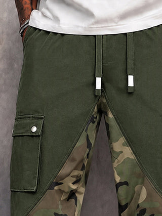 Street Style Camo Panel Cargo Jogger Pants