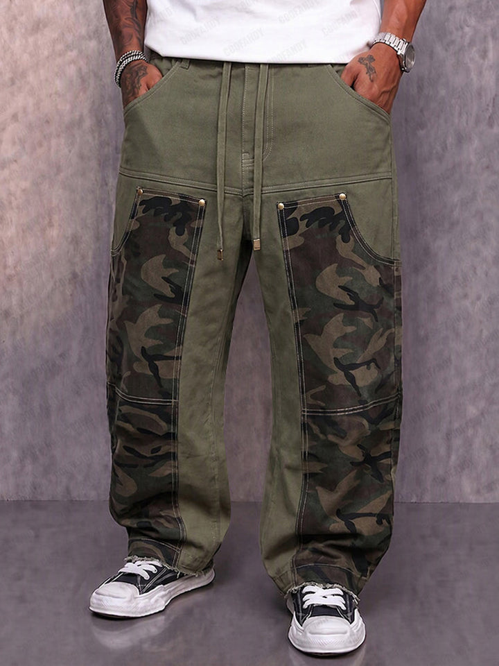 Casual Patchwork Design 100% Cotton Pants