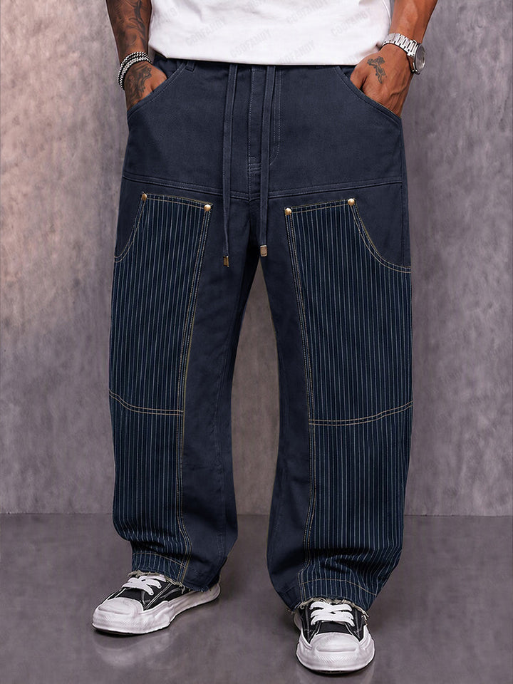 Casual Patchwork Design 100% Cotton Pants