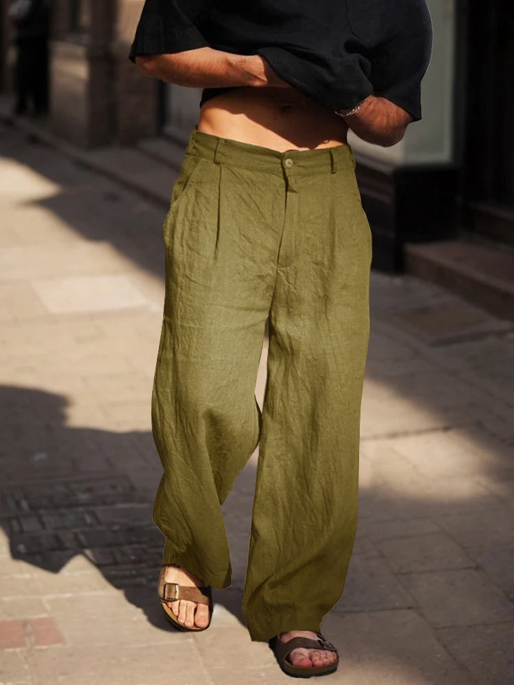 Comfort Fit Cotton Straight Pants