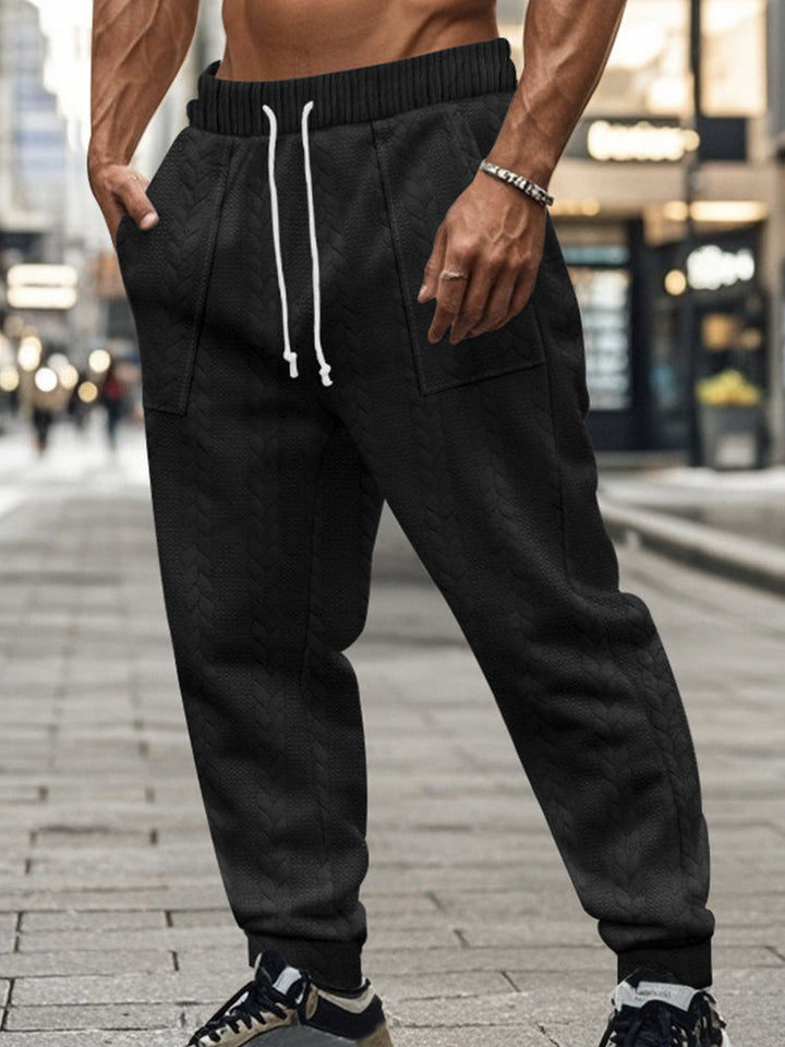 Casual Loose Fit Jacquard Jogging Pants