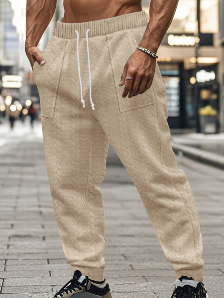 Casual Loose Fit Jacquard Jogging Pants