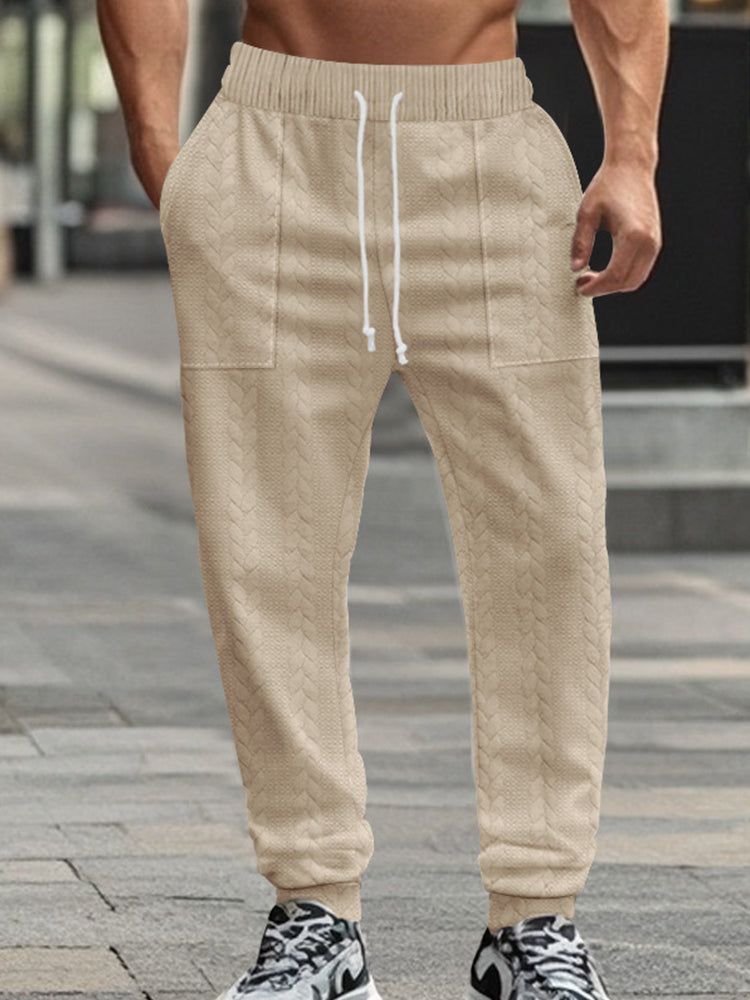 Casual Loose Fit Jacquard Jogging Pants
