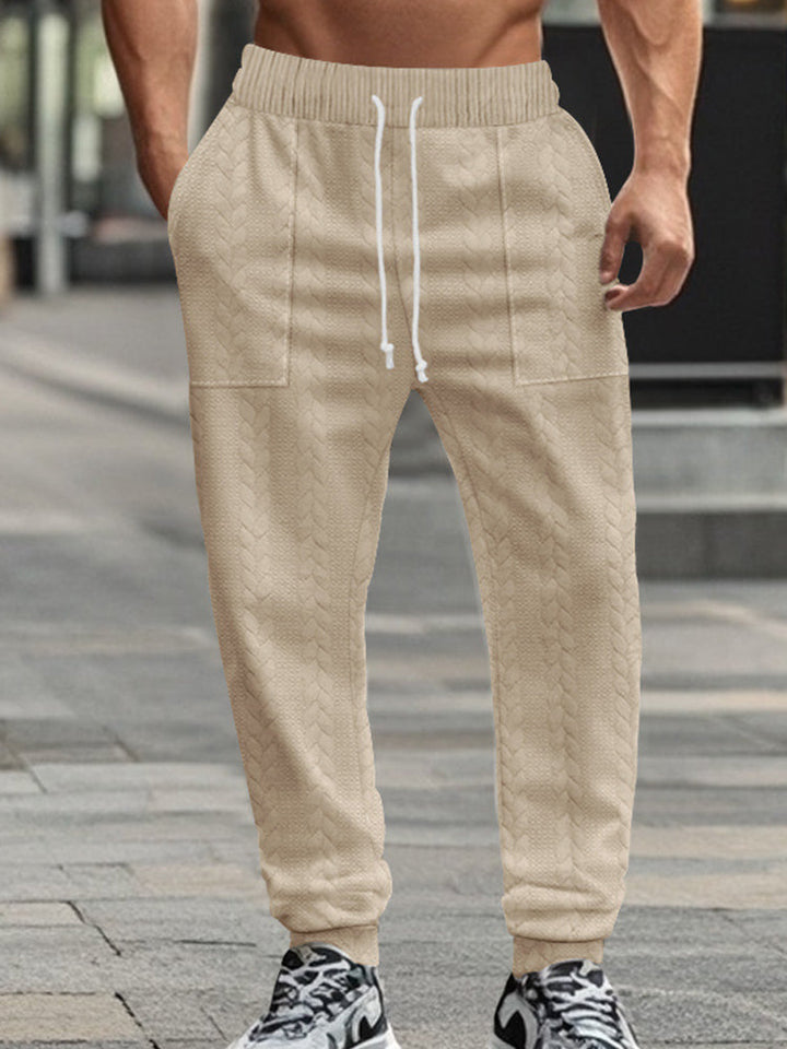 Casual Loose Fit Jacquard Jogging Pants