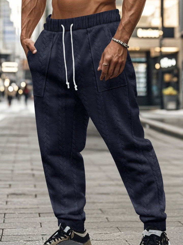Casual Loose Fit Jacquard Jogging Pants