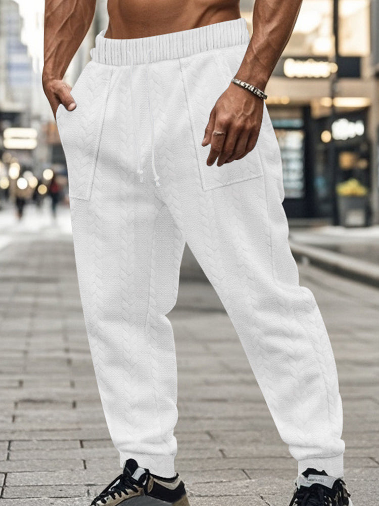 Casual Loose Fit Jacquard Jogging Pants