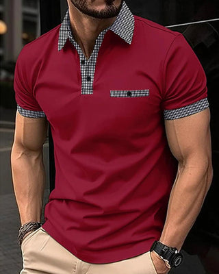 Alexander | Men's Checkered Collar Short-Sleeve Polo Shirt