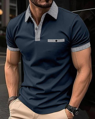Alexander | Men's Checkered Collar Short-Sleeve Polo Shirt