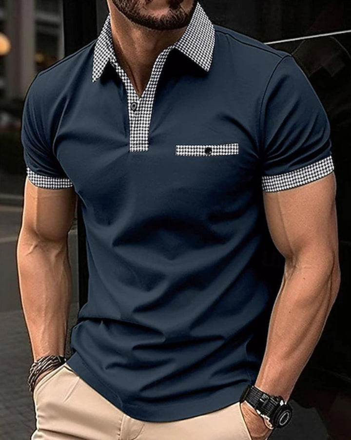 Alexander | Men's Checkered Collar Short-Sleeve Polo Shirt