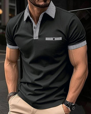 Alexander | Men's Checkered Collar Short-Sleeve Polo Shirt