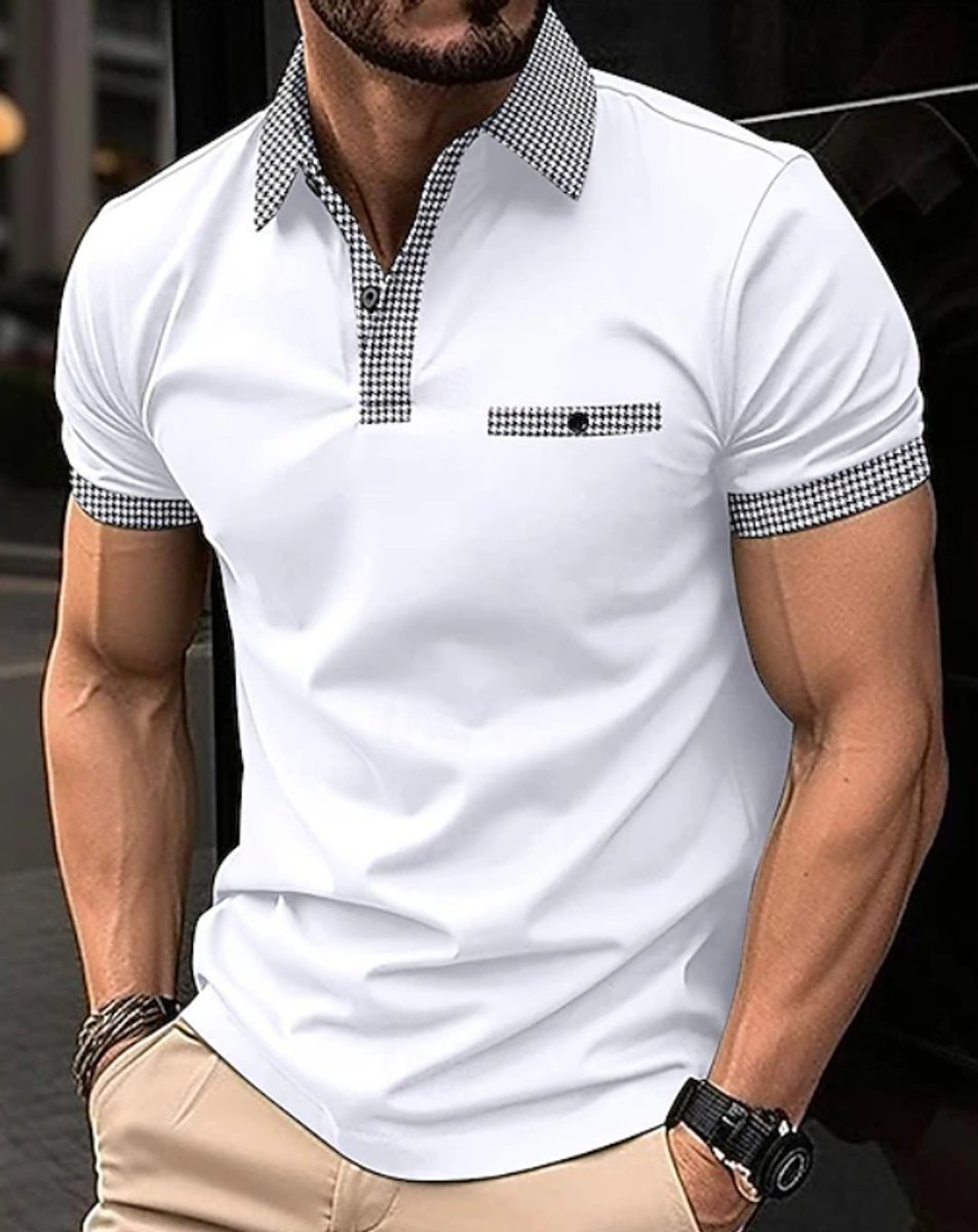 Alexander | Men's Checkered Collar Short-Sleeve Polo Shirt