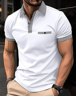 Alexander | Men's Checkered Collar Short-Sleeve Polo Shirt