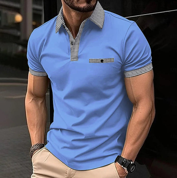 Alexander | Men's Checkered Collar Short-Sleeve Polo Shirt