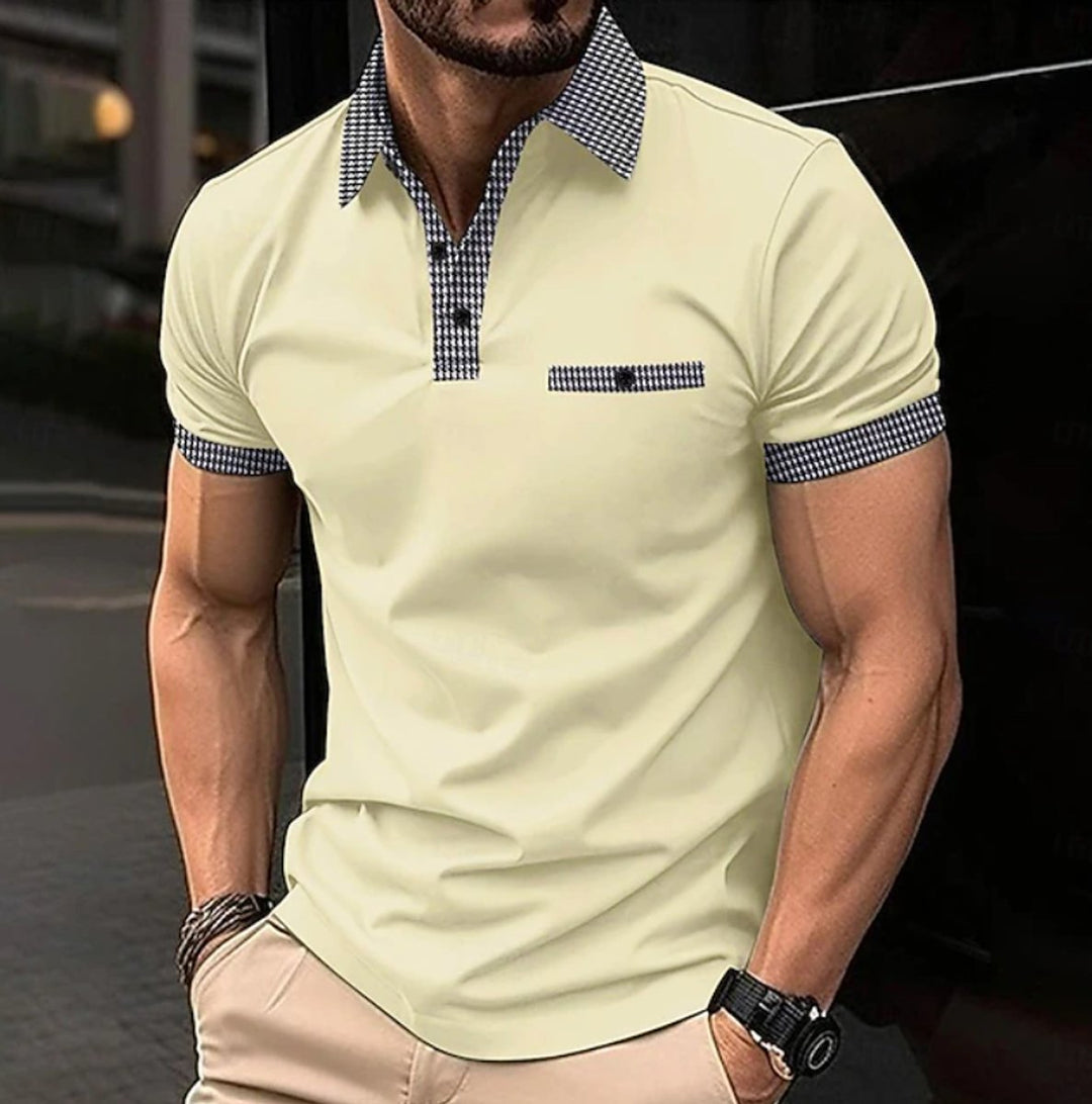 Alexander | Men's Checkered Collar Short-Sleeve Polo Shirt