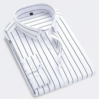 James | Men's Classic Striped Long-Sleeve Button-Down Dress Shirt