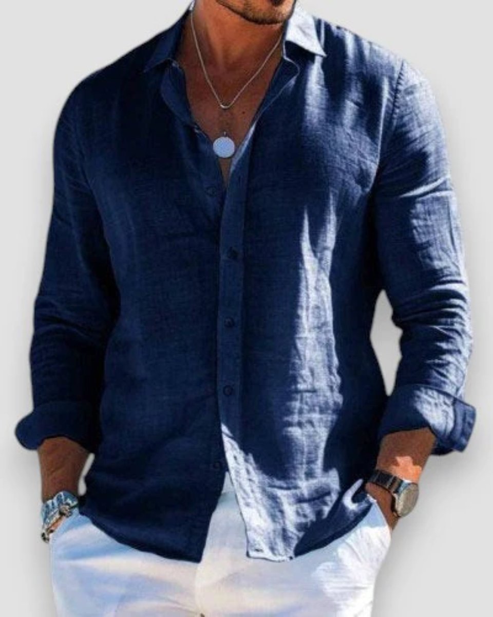 Mason | Men's Relaxed-Fit Lightweight Linen Long-Sleeve Button-Up Shirt