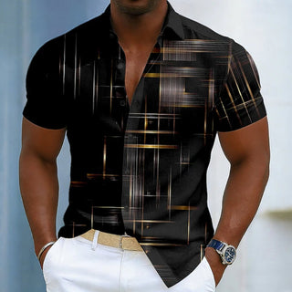 Owen | Men's Short Sleeve Geometric Print Button-Up Shirt