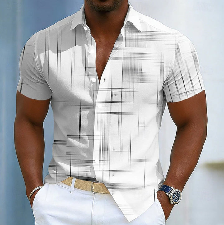 Owen | Men's Short Sleeve Geometric Print Button-Up Shirt