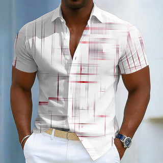 Owen | Men's Short Sleeve Geometric Print Button-Up Shirt