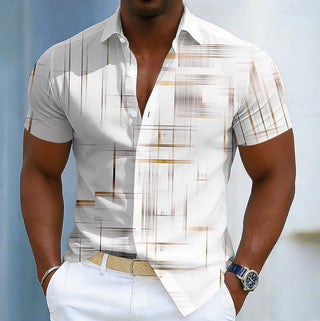 Owen | Men's Short Sleeve Geometric Print Button-Up Shirt