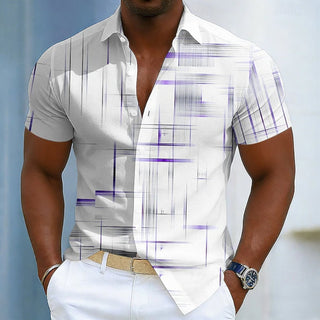 Owen | Men's Short Sleeve Geometric Print Button-Up Shirt